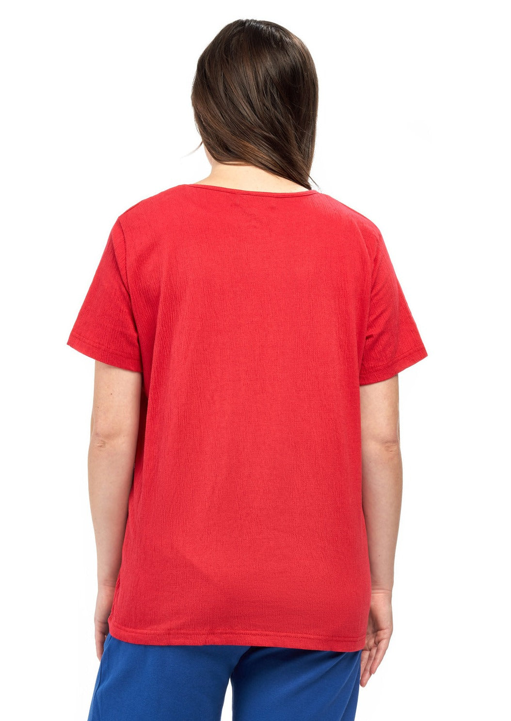 Women's Textured Knit Tee - red - Back - TURTLE BAY APPAREL